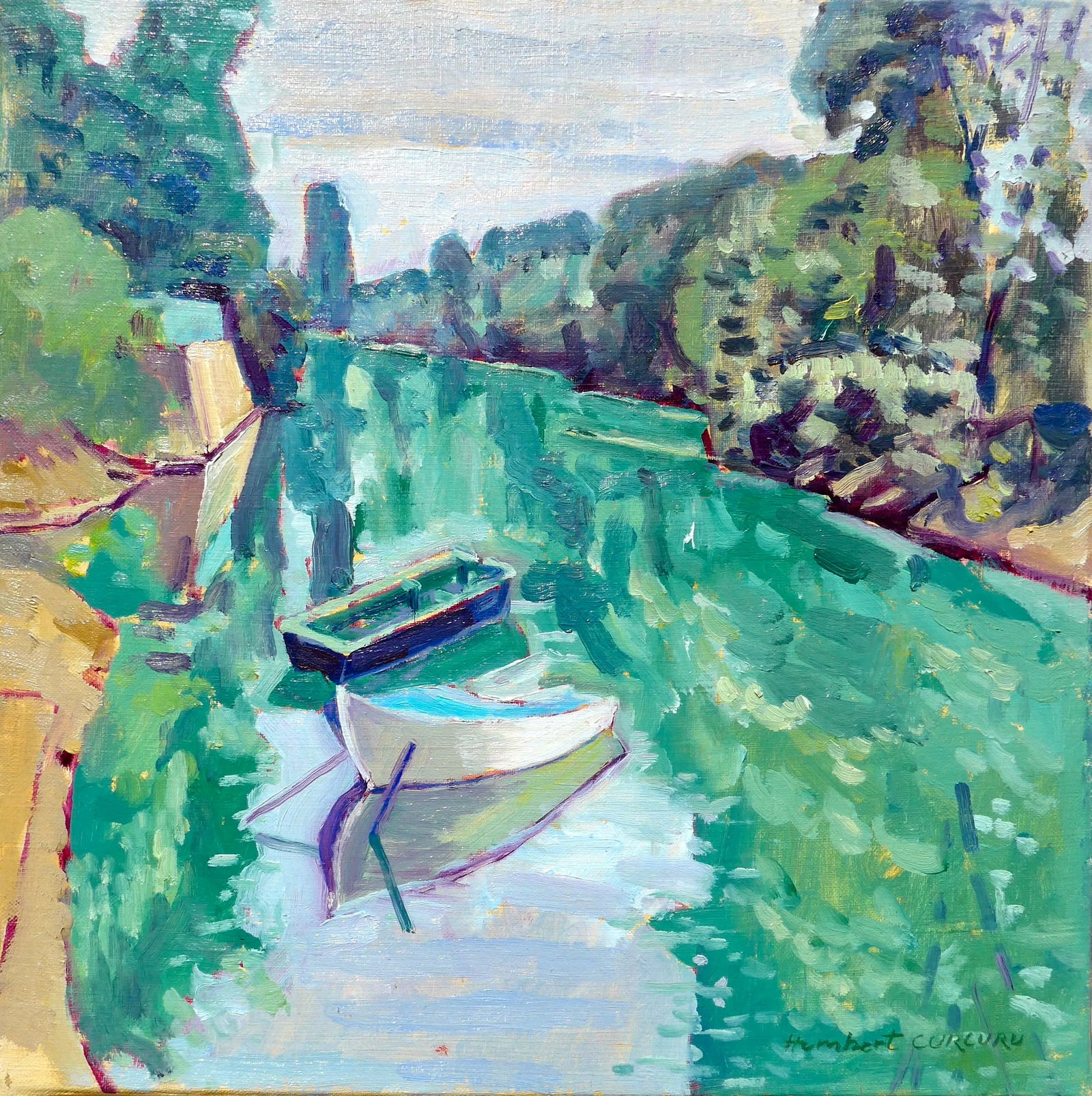 "A River in France" Contemporary Landscape Oil Painting - 7