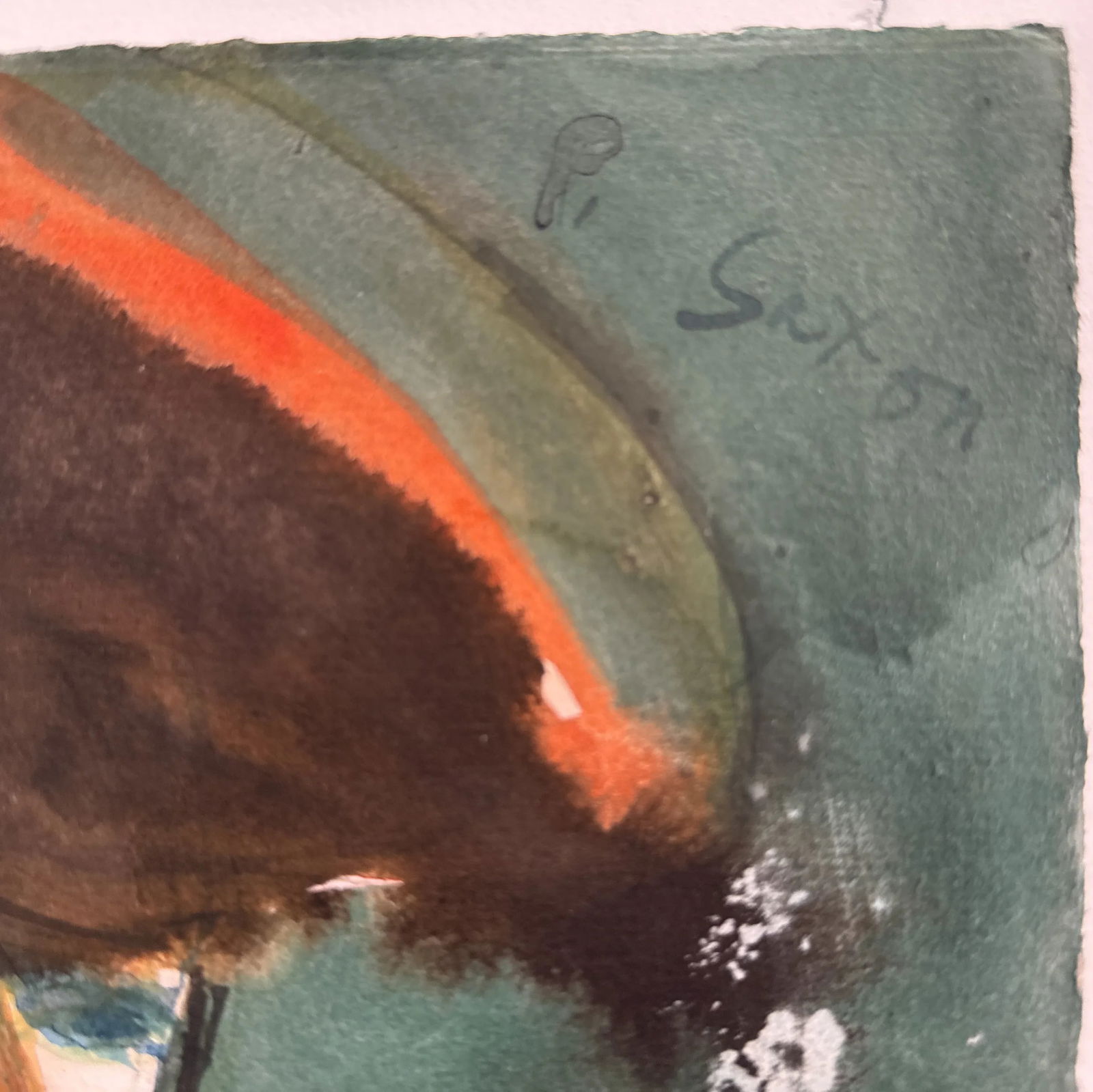 Phil Saxon, Figurative Art with Man in Hat, Original Painting on Paper - 3