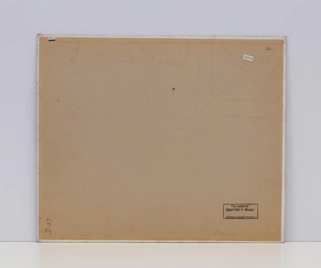 Brutalist Midcentury Painting Rocky Desert Landscape Seascape by Edmund Franklin Ward - 4