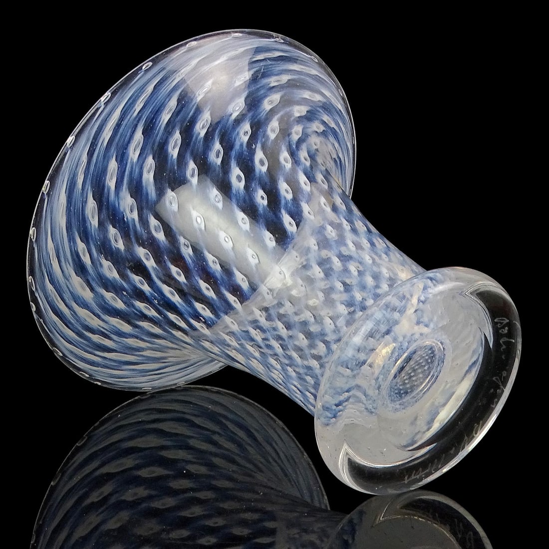 Boda Bertil Vallien Vintage White Bubble Cirrus Design Sweden Art Glass Footed Vintage Flower Vase - 7