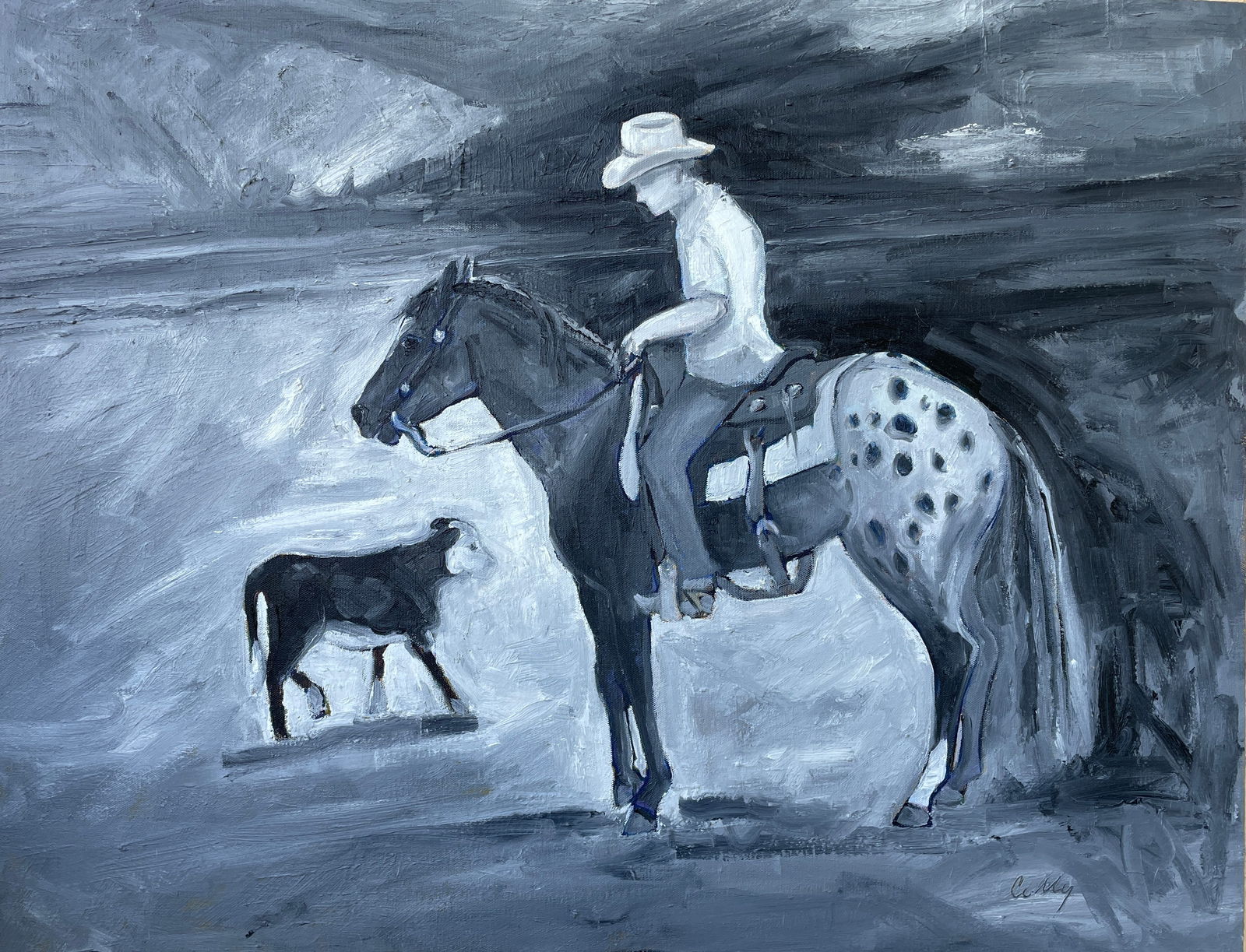 Rodeo Training, Original Oil Painting - 2