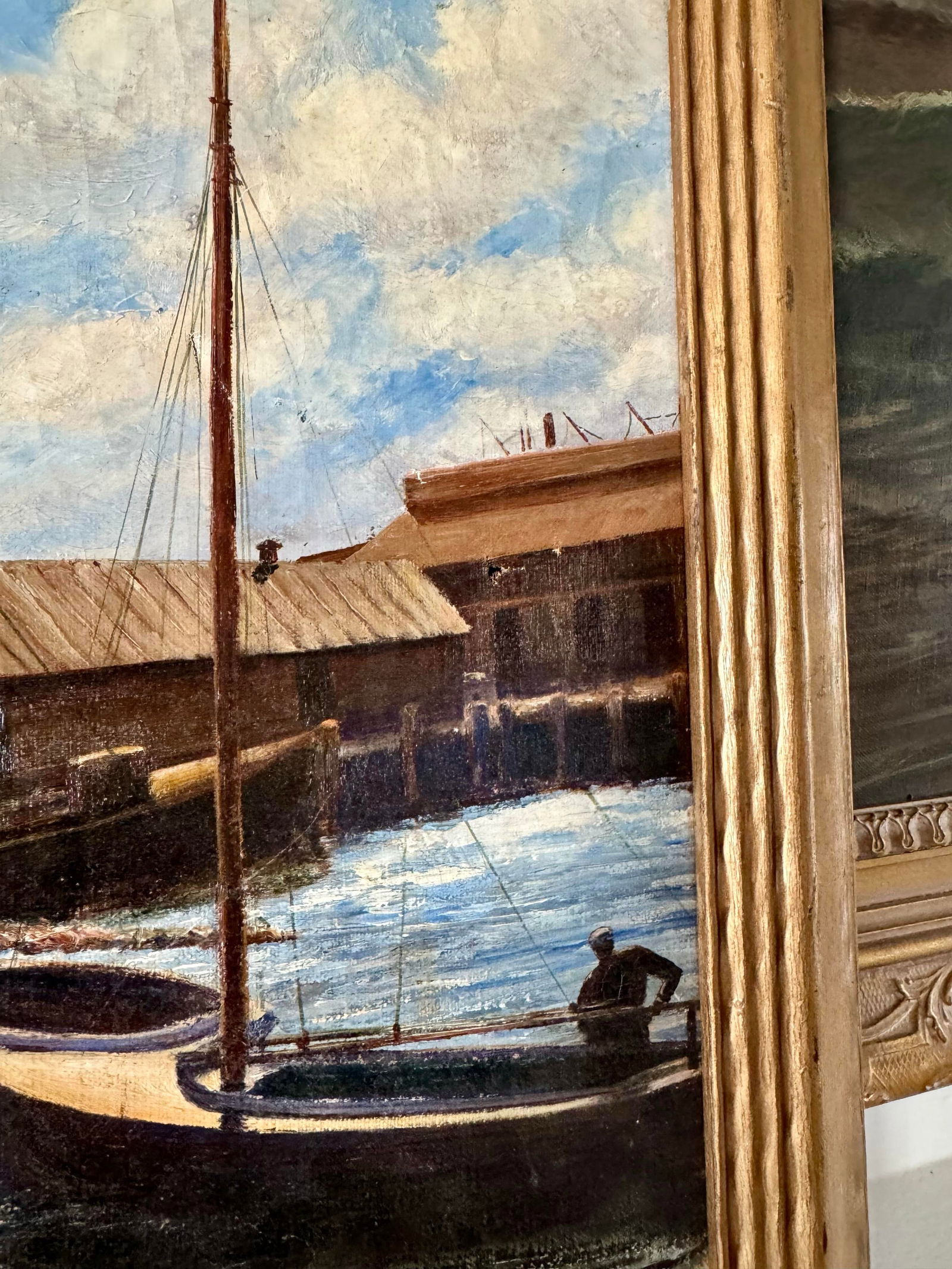 1940s Marina Oil Painting, by James Francis Barker - 6