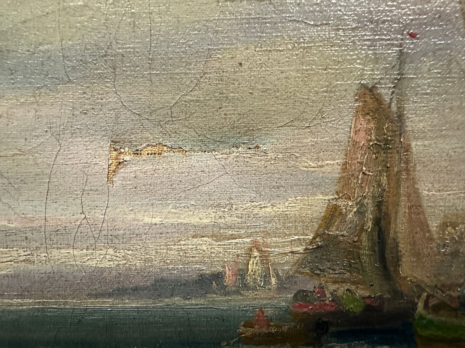 19th Century Continental School, Port Scene, Oil on Canvas, Signed Illegibly - 10