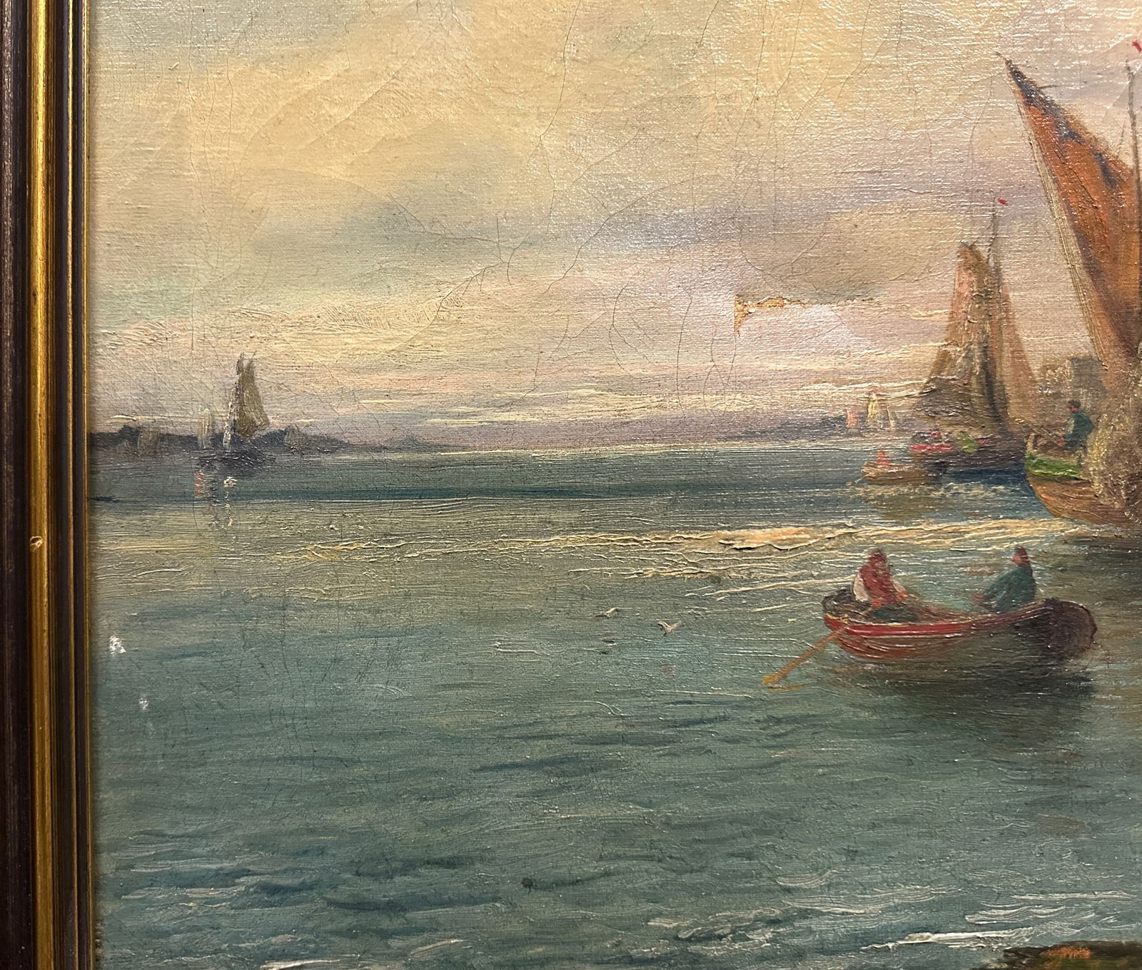 19th Century Continental School, Port Scene, Oil on Canvas, Signed Illegibly - 9