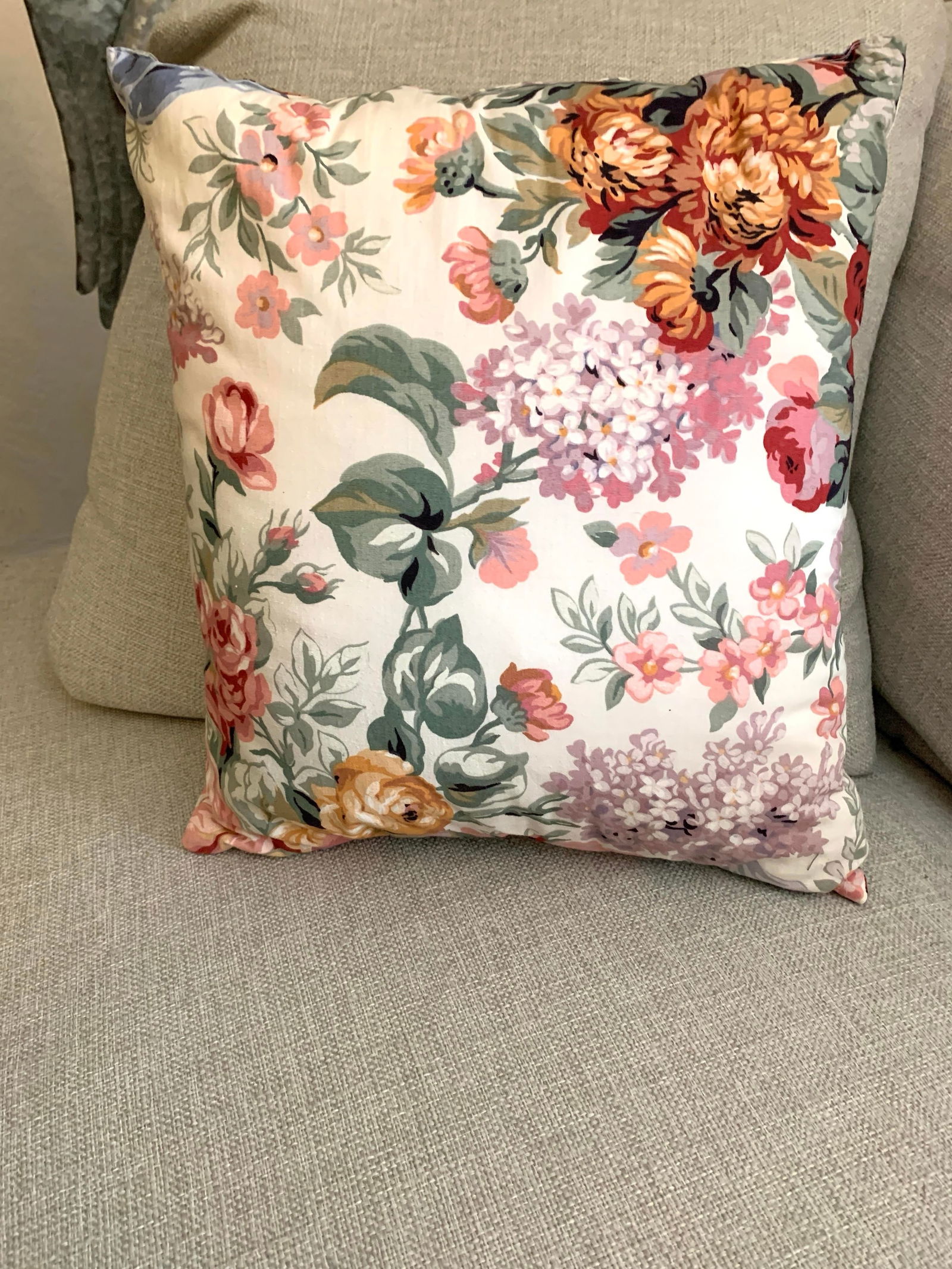 Vintage Decorative Pillow Custom Made With Retired Ralph Lauren Allison Floral Fabric - 2