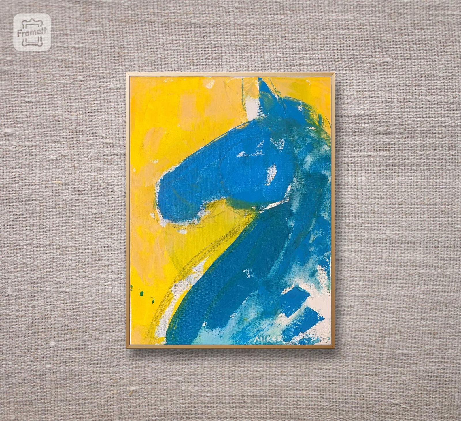 Contemporary Painting, "Modern Horse in Yellow and Blue"? by Cassandra Auker. Acrylic on Stretche - 11