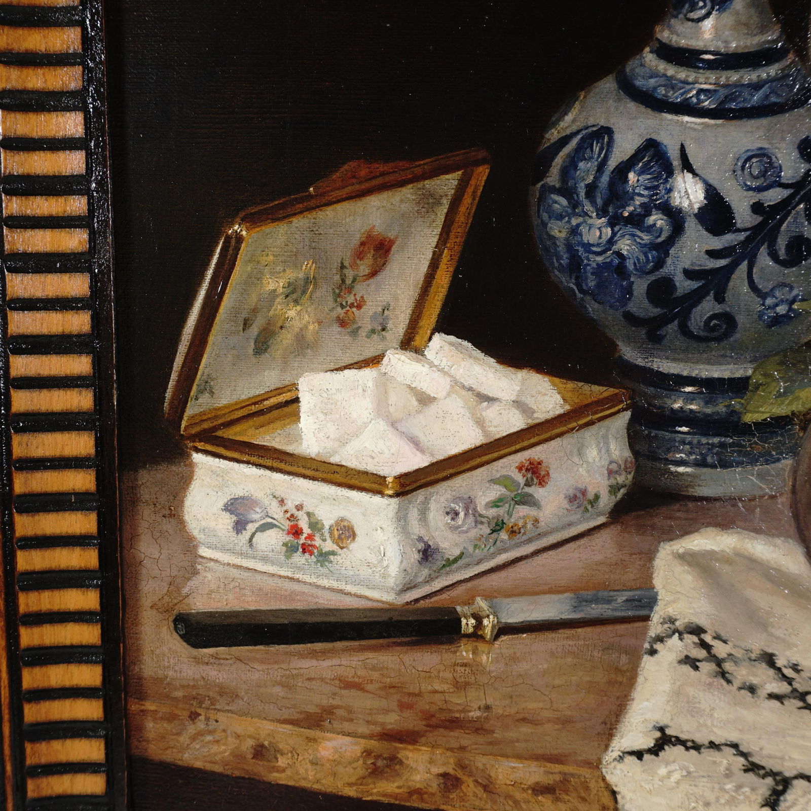 Still Life Portrait Cat and Fruit, 19thc German Oil Painting Signed - 2