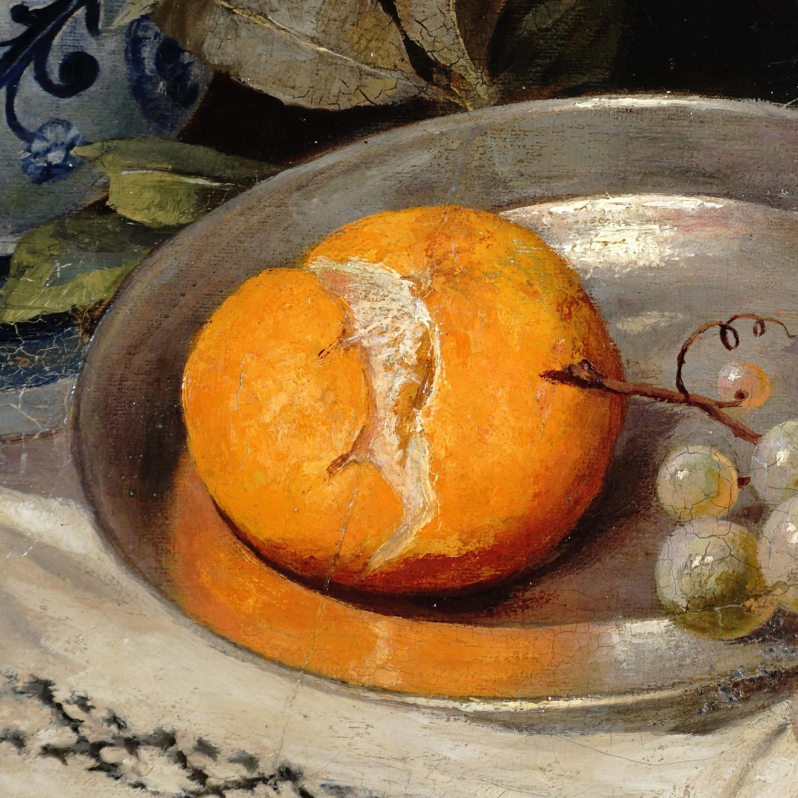 Still Life Portrait Cat and Fruit, 19thc German Oil Painting Signed - 5