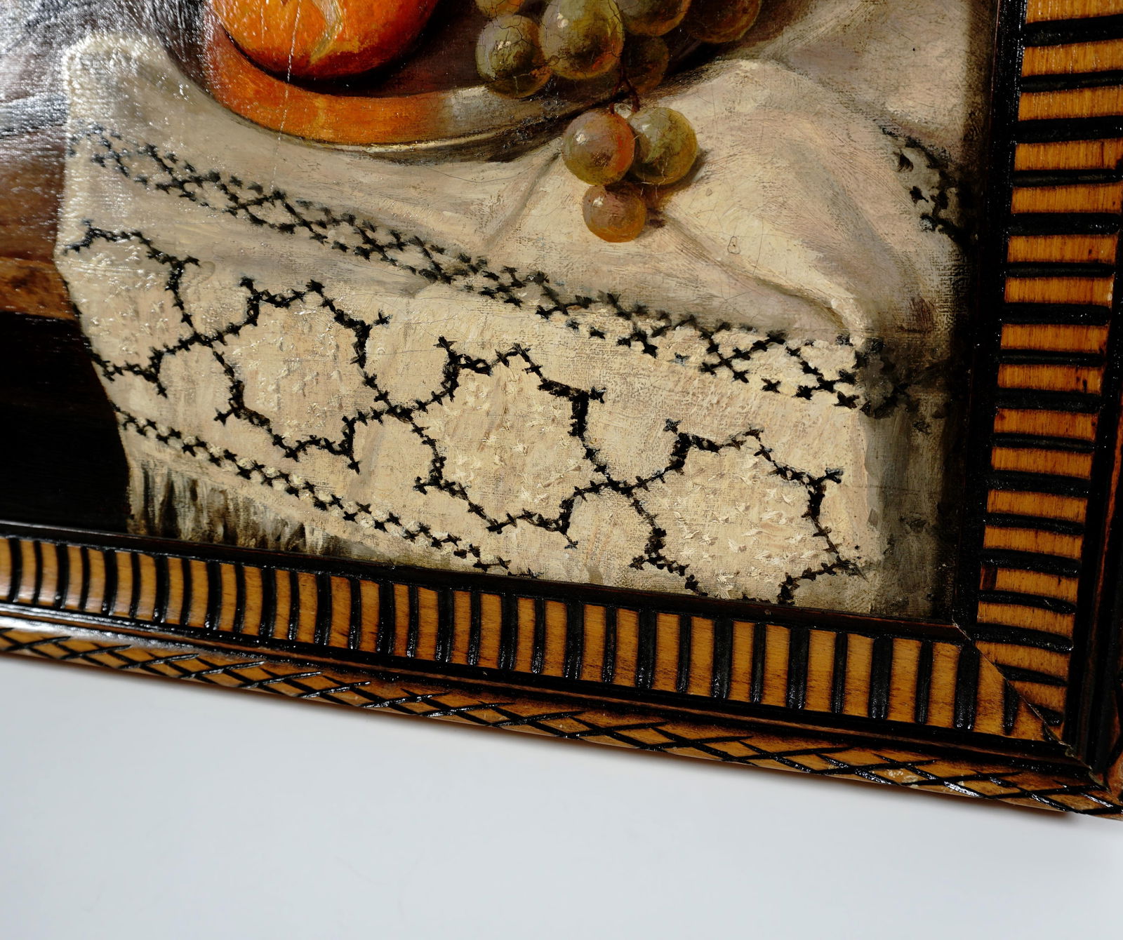 Still Life Portrait Cat and Fruit, 19thc German Oil Painting Signed - 6