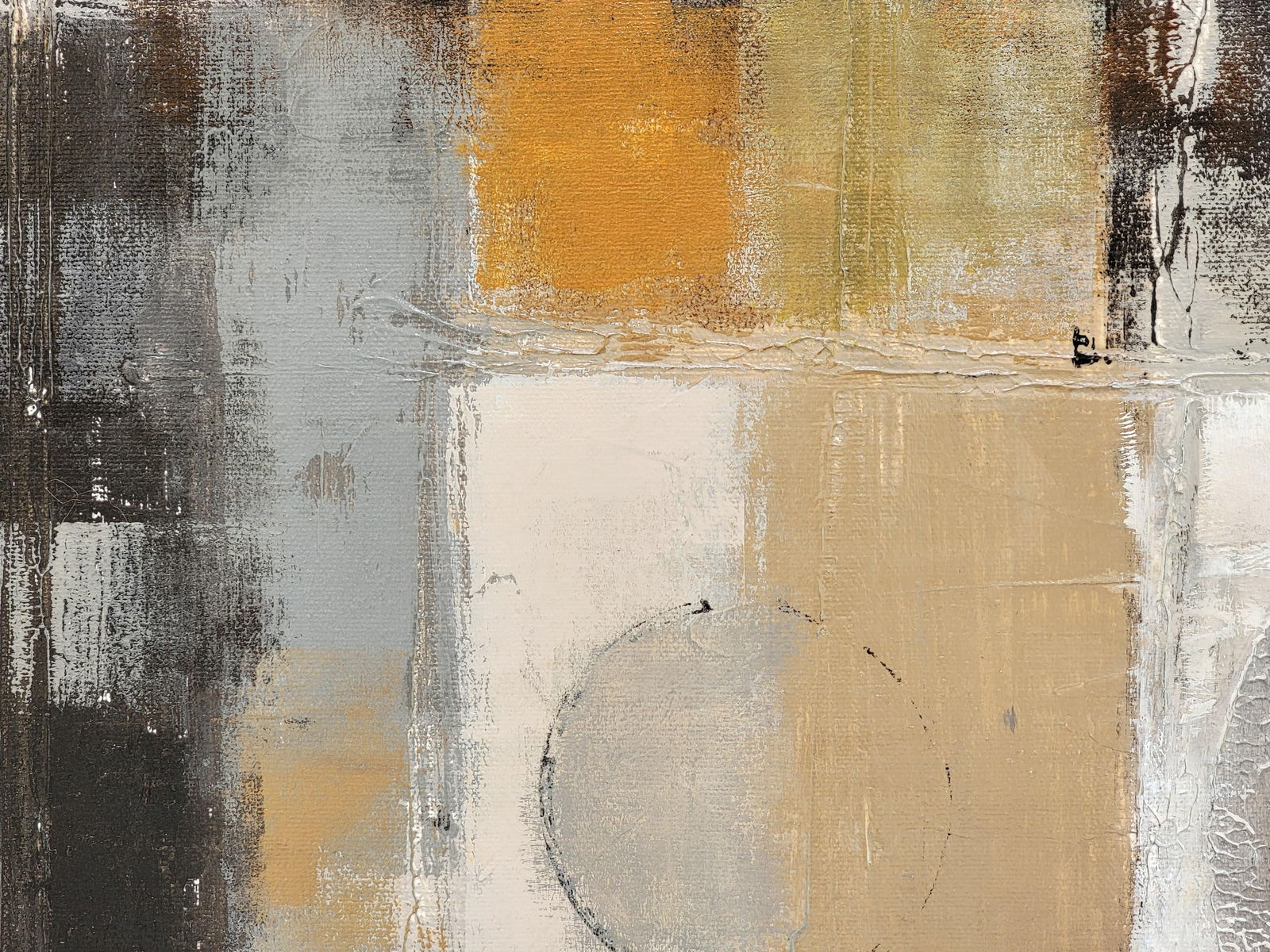 Mid-Century Modern Style Circles and Squires, Contemporary Original Acrylic Painting - 3