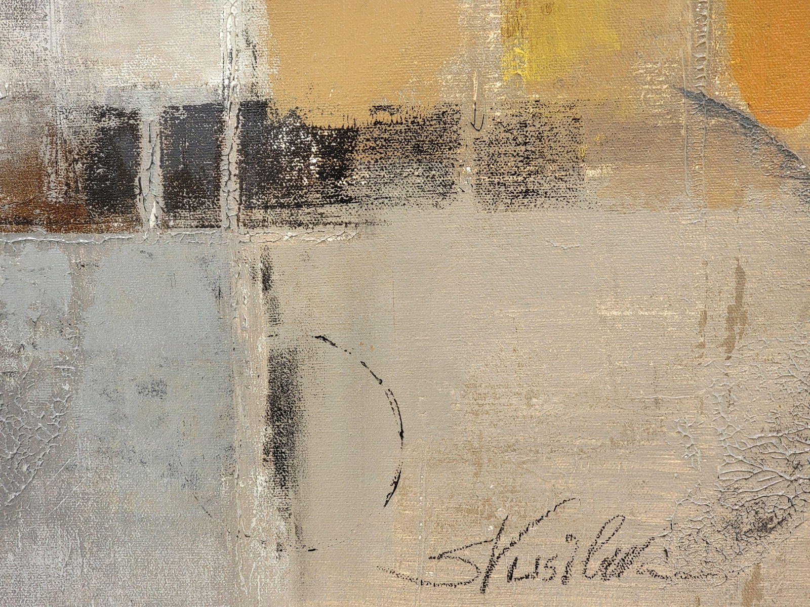 Mid-Century Modern Style Circles and Squires, Contemporary Original Acrylic Painting - 4