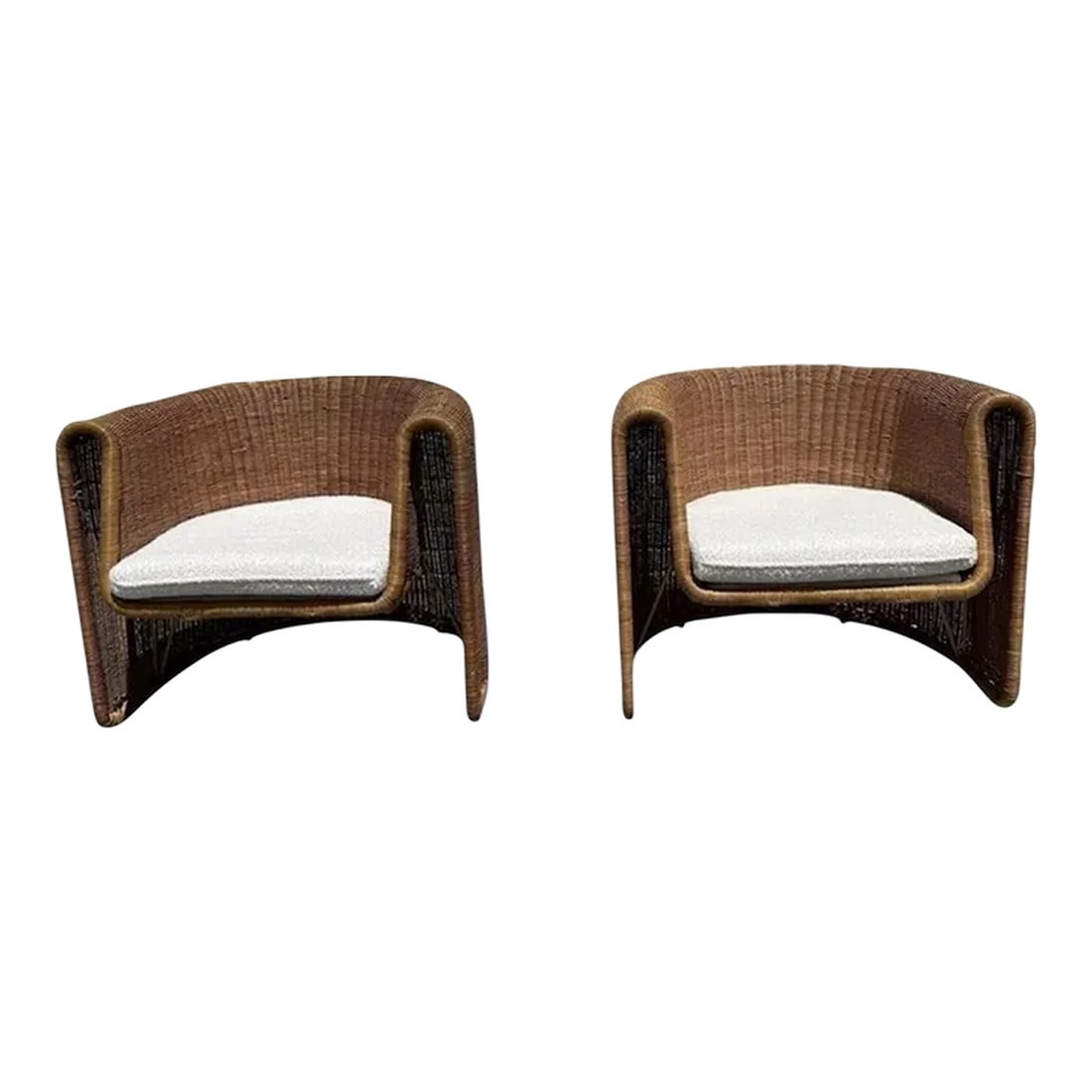 Rattan Wicker Bamboo Barrel Chairs by Founders (1 of 7)