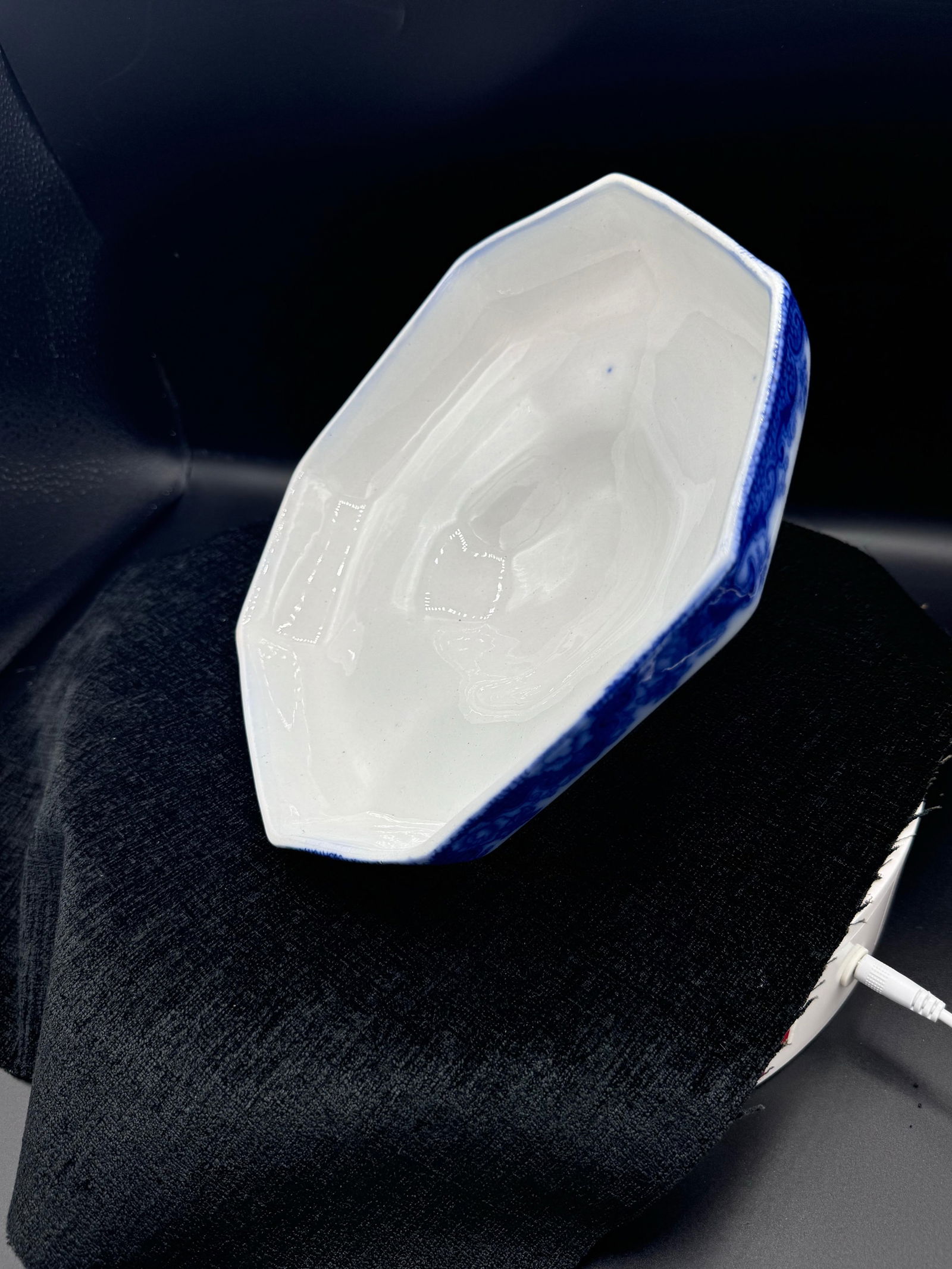 Blue & White Footed Bowl With Lid "Whampoa Pattern" Transferware - 11