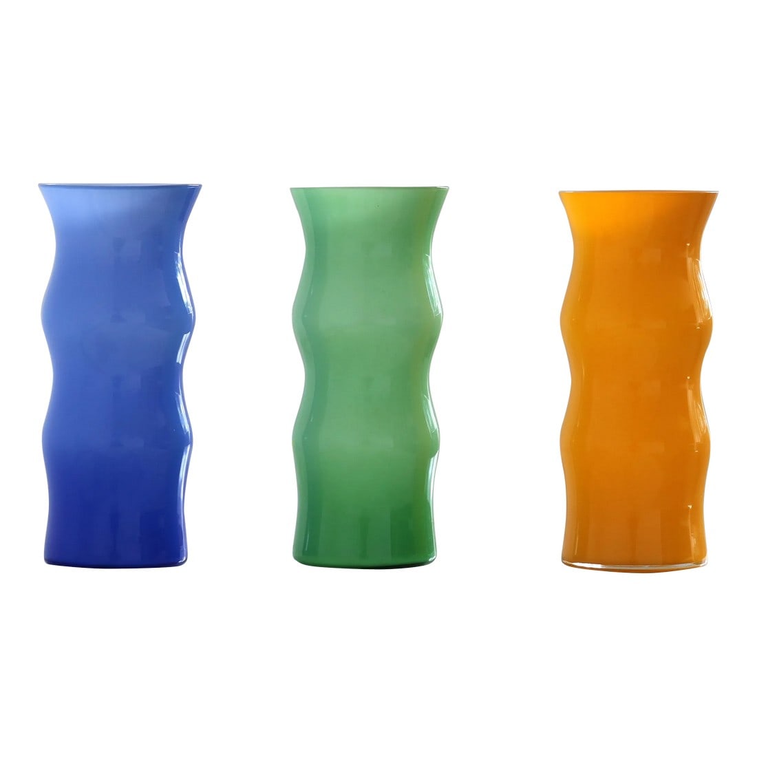 Set of 3 Colorful Murano Style Glass Vases in the Style of Carlo Moretti, Late 20th Century (1 of 12)