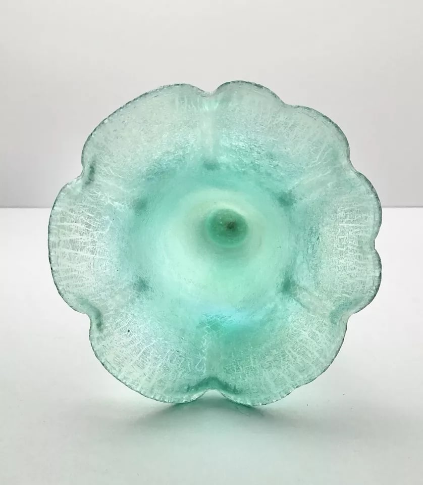 1994 Fenton Stiegal Iridescent Stretch Green 4-Horn 5-Piece Epergne Vase - 8