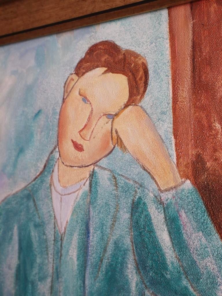 1960s Vintage Abstract Portrait Oil Painting, Framed - 4