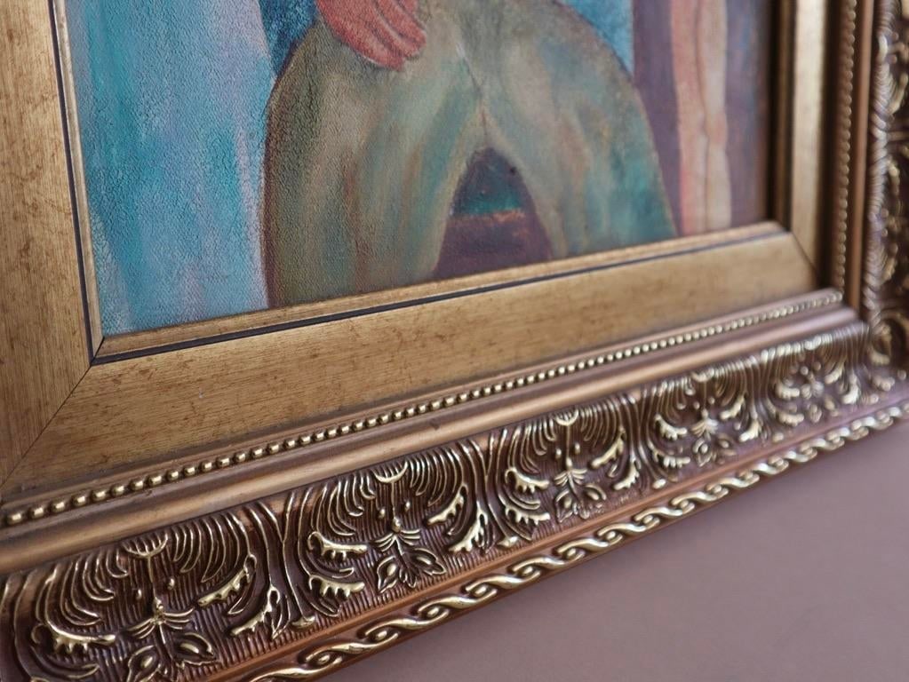 1960s Vintage Abstract Portrait Oil Painting, Framed - 5