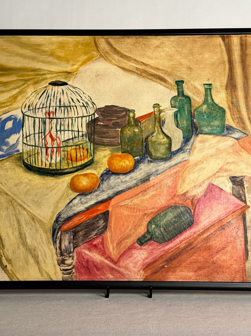 1960s Mid Century Modern Oil on Canvas Still Life, Signed - 3