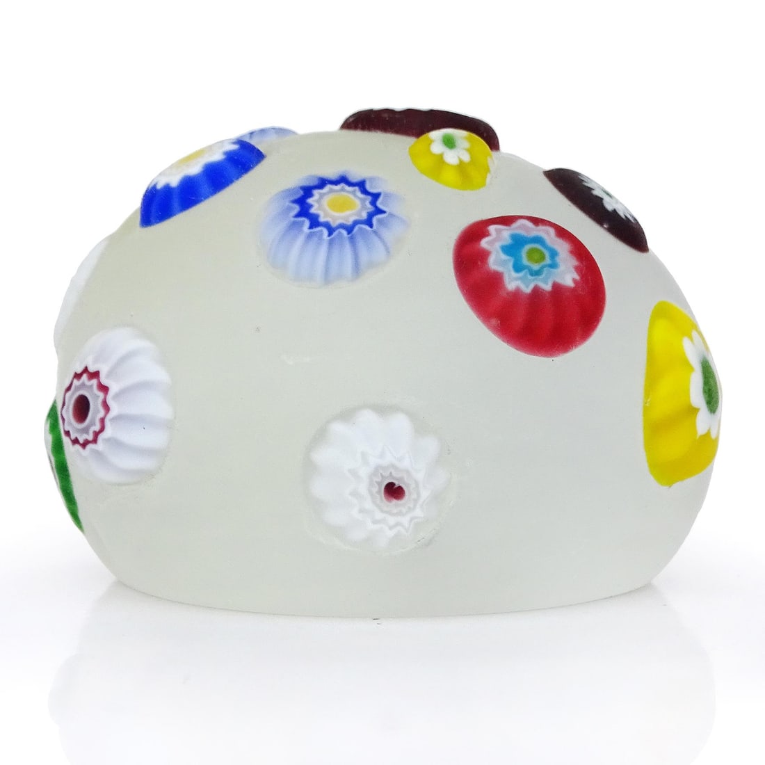 Murano Vintage A.Ve.M. Millefiori Flowers Satin Surface Abstract Italian Art Glass Paperweight - 4