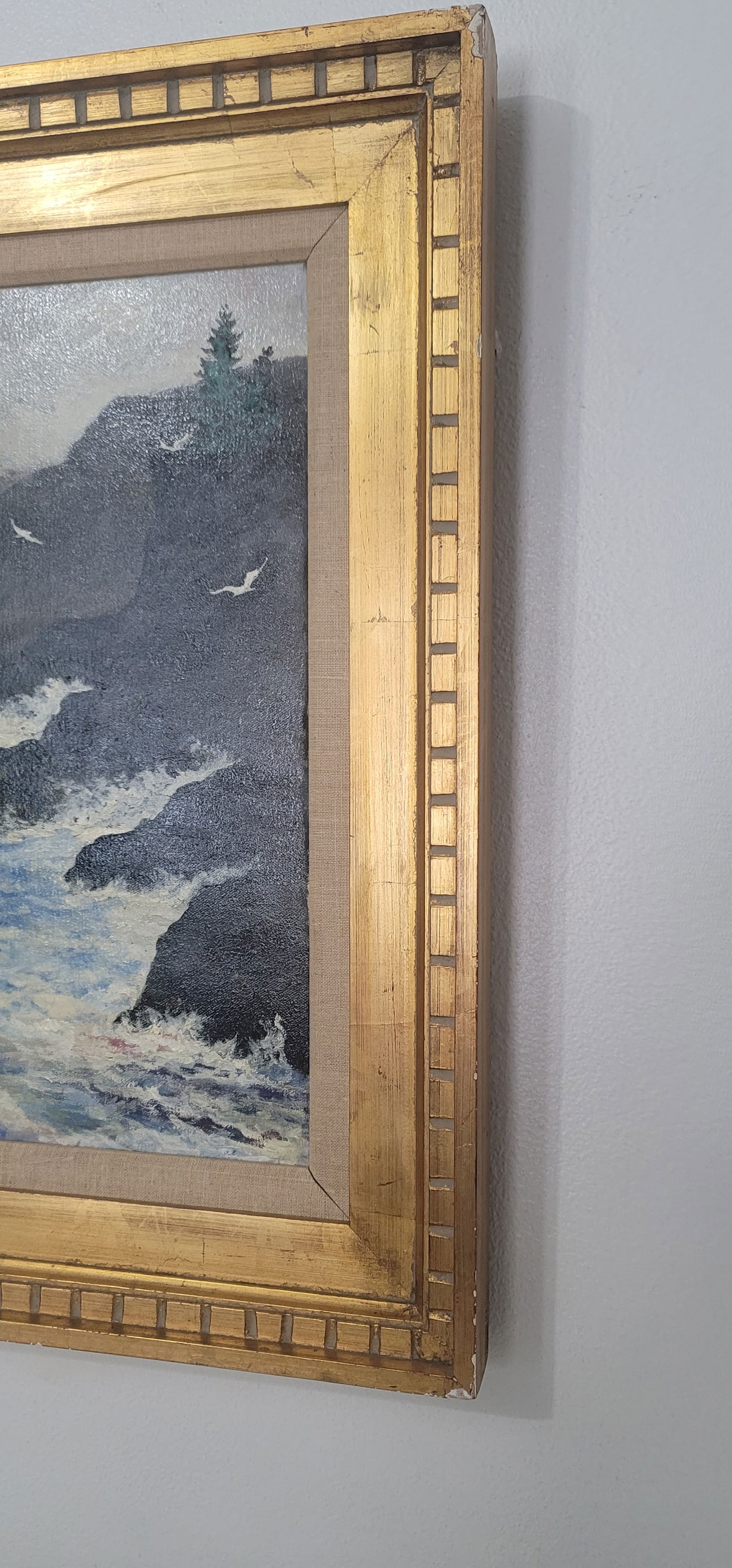 1970s Crashing Waves Oil on Canvas Painting Signed & Framed - 11