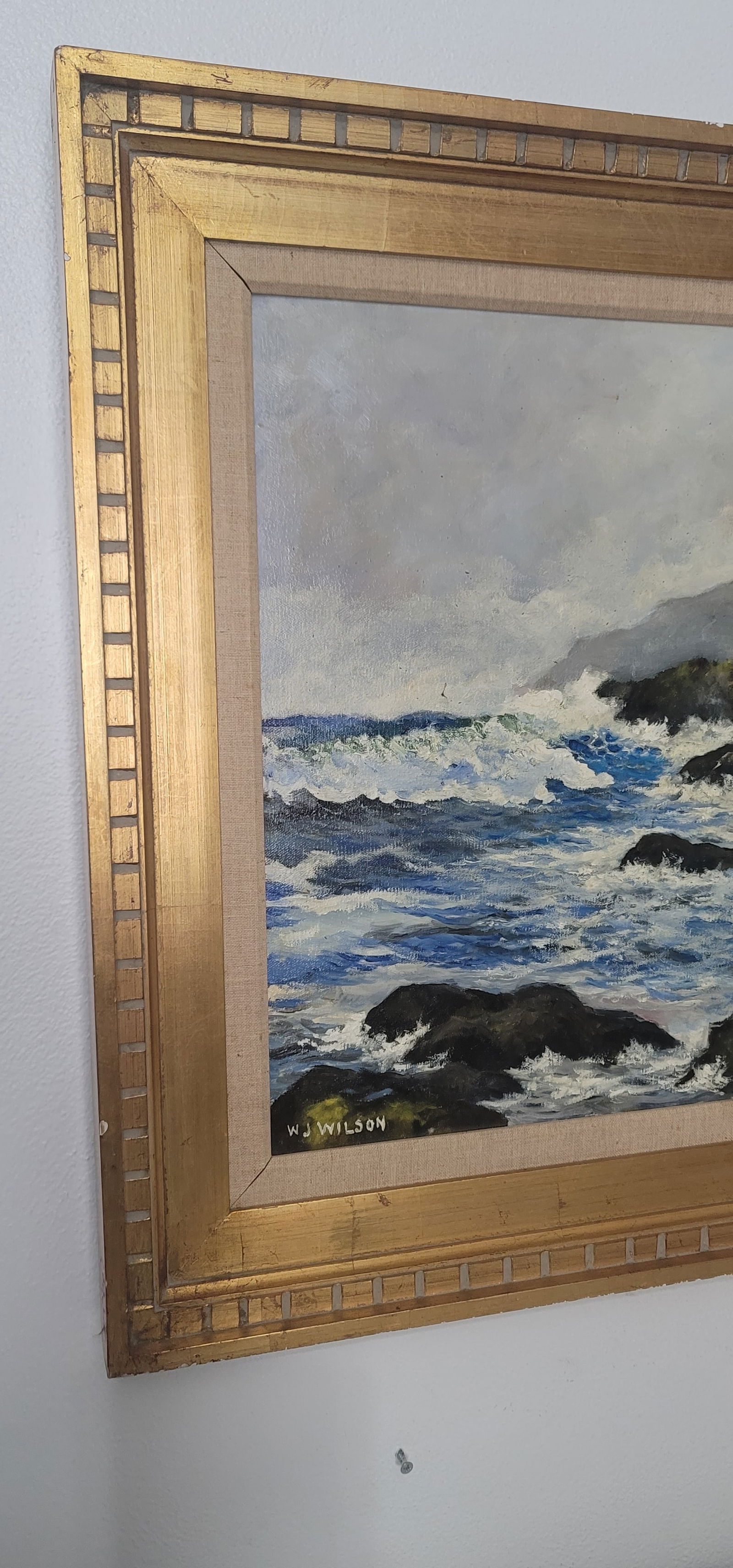 1970s Crashing Waves Oil on Canvas Painting Signed & Framed - 2