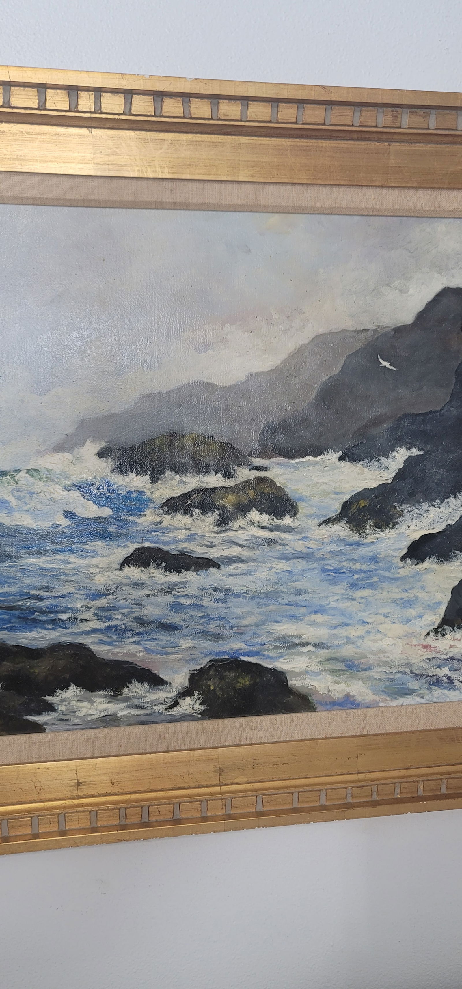 1970s Crashing Waves Oil on Canvas Painting Signed & Framed - 3