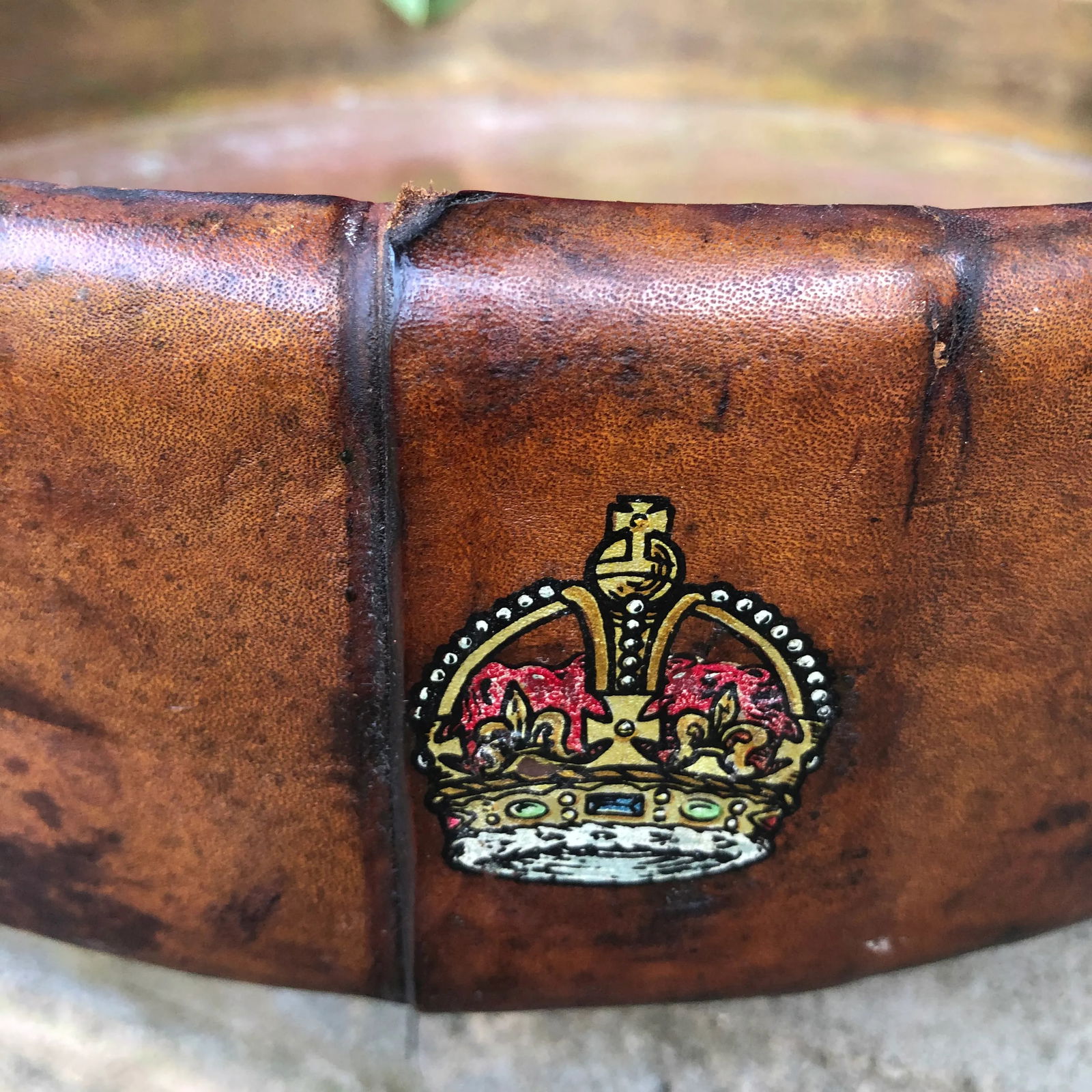 B. H. & G. Ltd. England Leather Encased Low Planter - 4