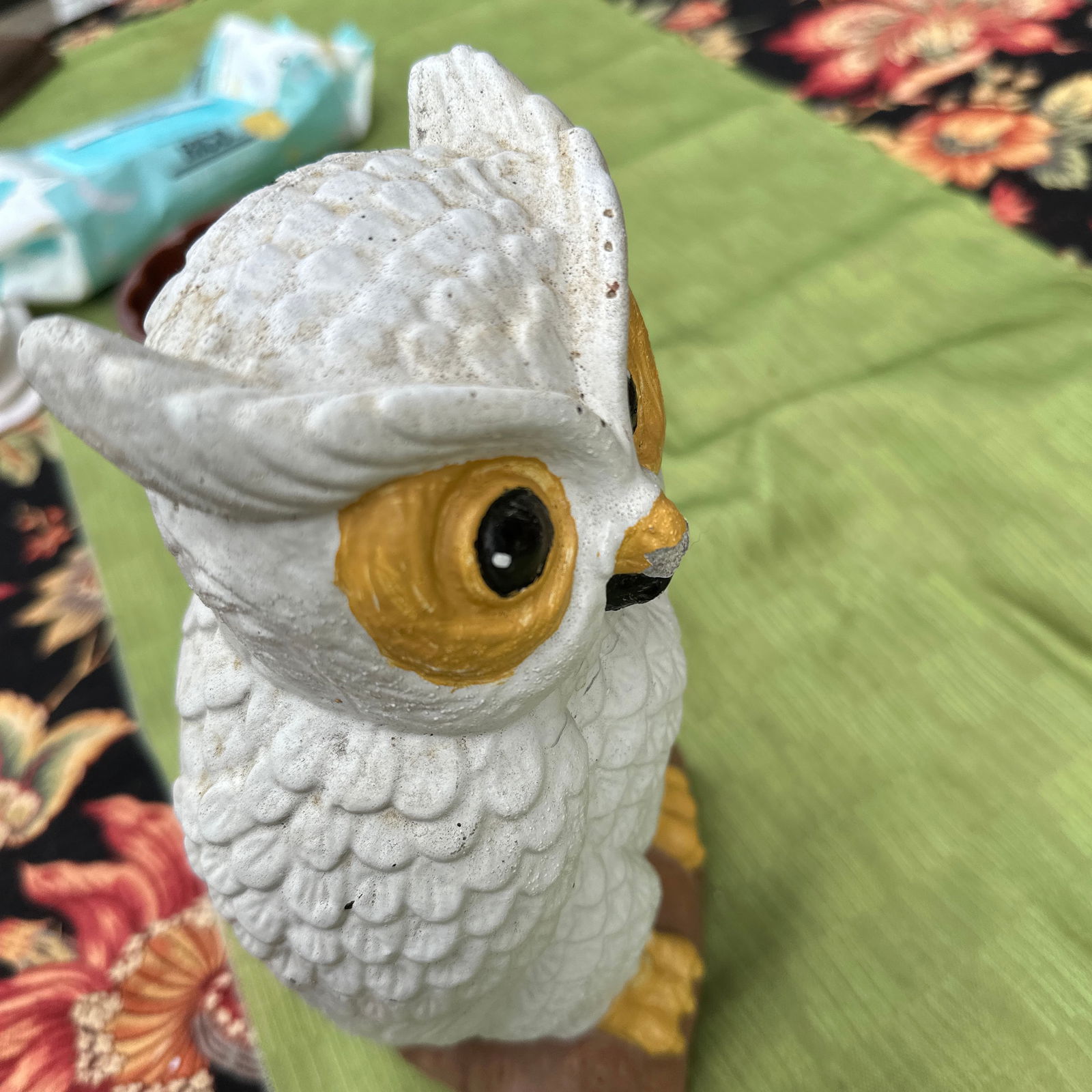 1970s Stone Painted Owl Sculpture - 8