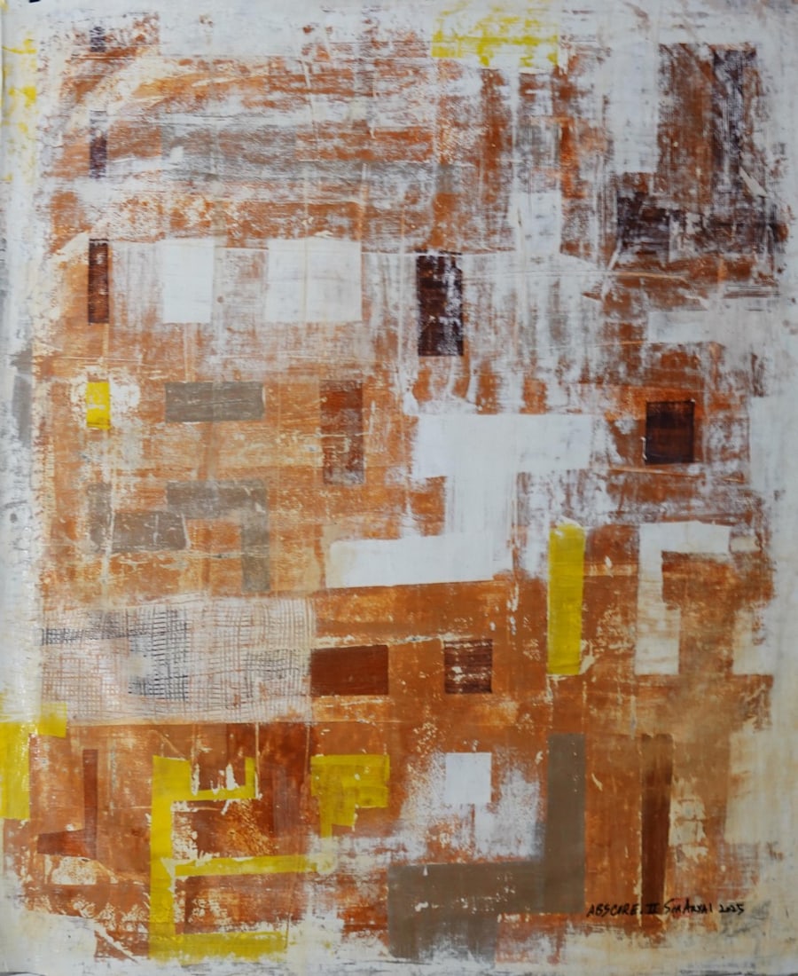 Abscure. II Abstract Surreal Brown& Yellow Painting: Whether you love art or just looking to decorate your home, this piece will create a new ambience and impact your daily life. shades of tanand, brown are contrasted and complemented by yellow with a t