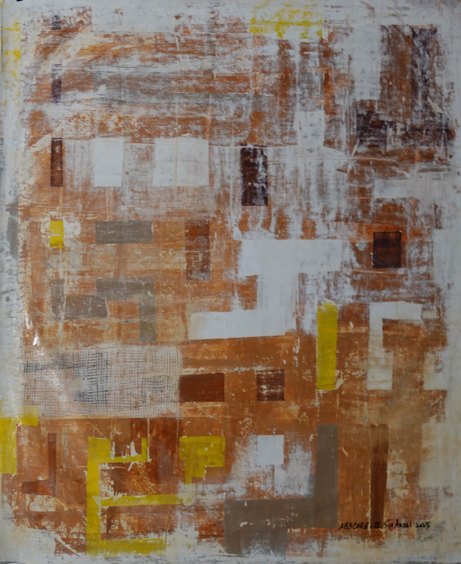 Abscure. II Abstract Surreal Brown& Yellow Painting - 4