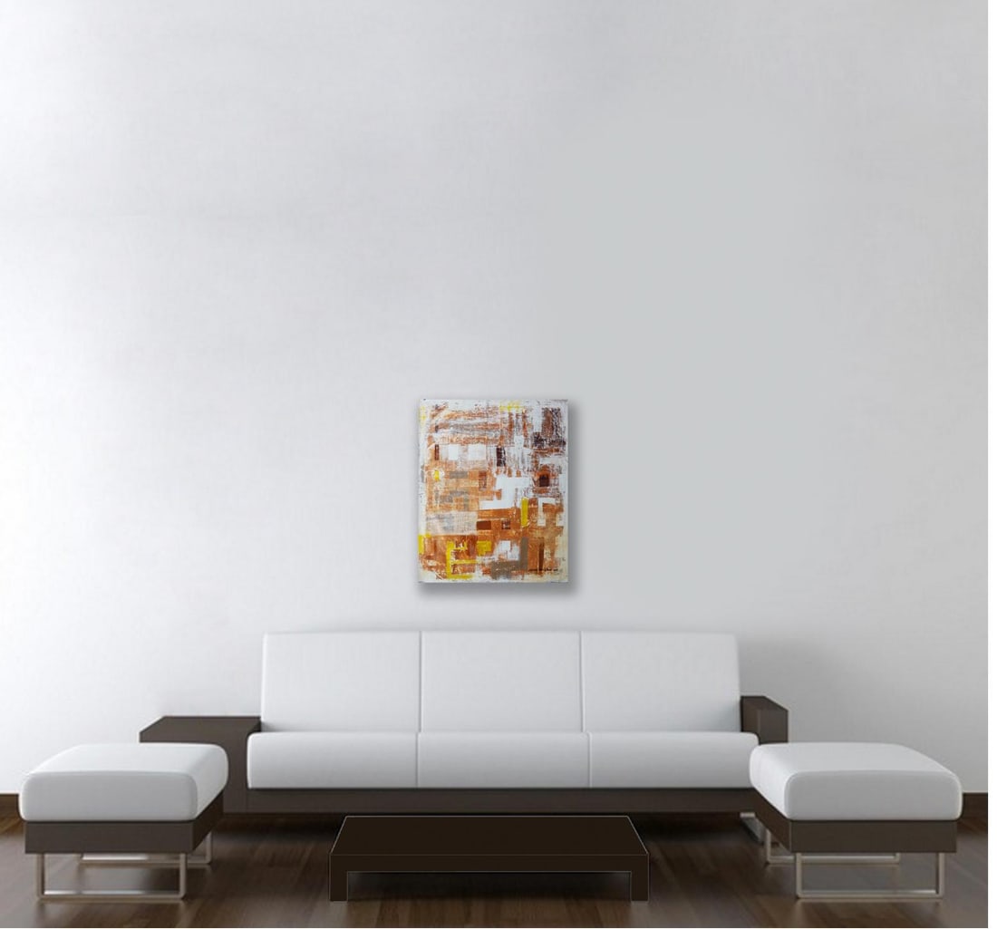 Abscure. II Abstract Surreal Brown& Yellow Painting - 5