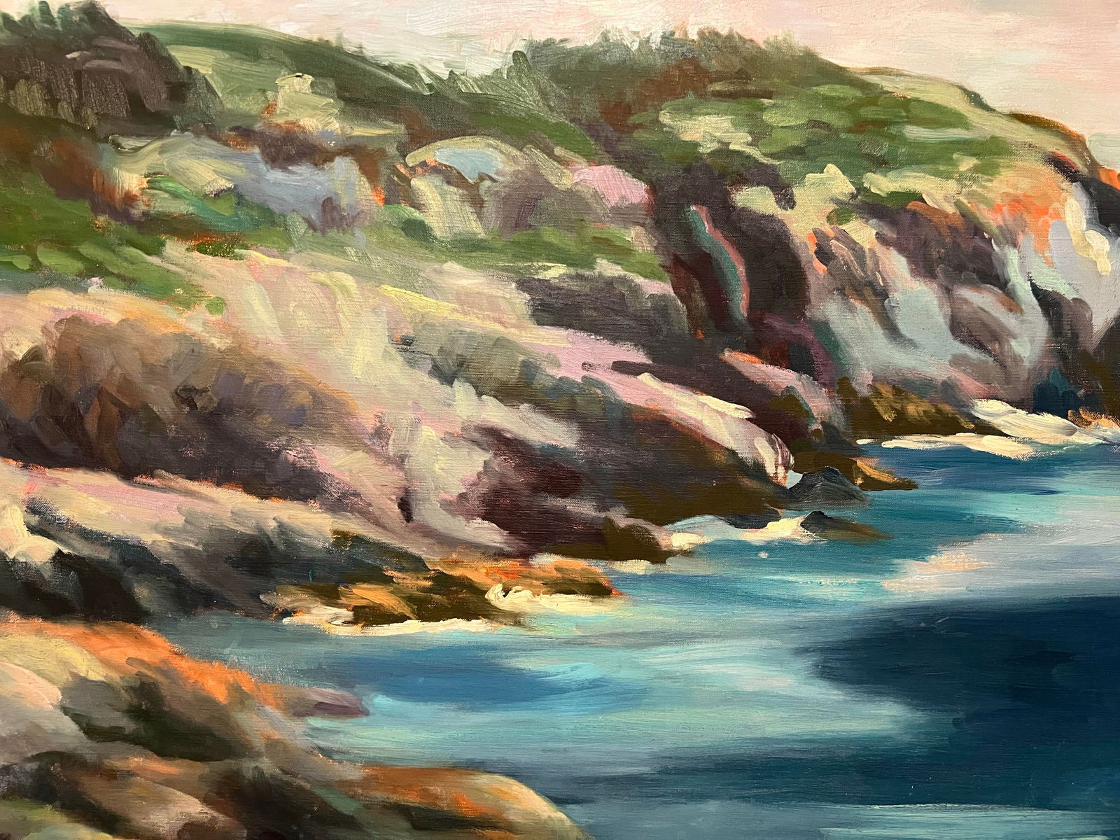 Tina Ingraham (1947-), Large Postmodern Vivid Colored Maine Landscape Seascape, Monhegan Island, Sig - 2