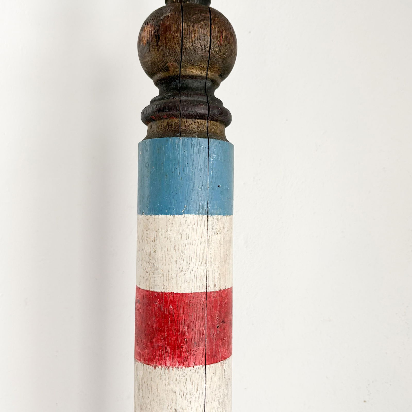 19th Century Wood Painted Barber Pole - 8