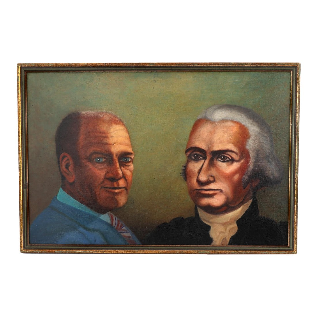 Presidents Day Painting of George Washington and Gerald Ford Original Artwork: Original, one of a kind oil and/or acrylic painting of President Ford and President Washington. Great example of outsider art. Signed on the back of the canvas: S. Yancis. 5 Church St. Wilkes Barre PA