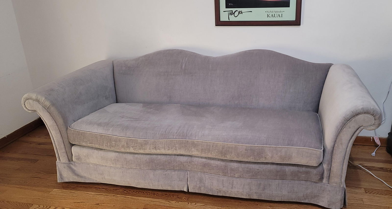 1980s Henredon Silver / Gray Velvet Sofa - 4