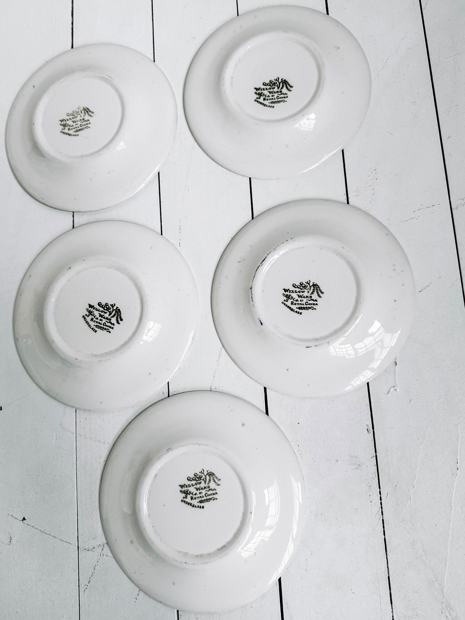 Vintage Set of 5 Blue Willow Stoneware Royal China Dessert Plates - 7