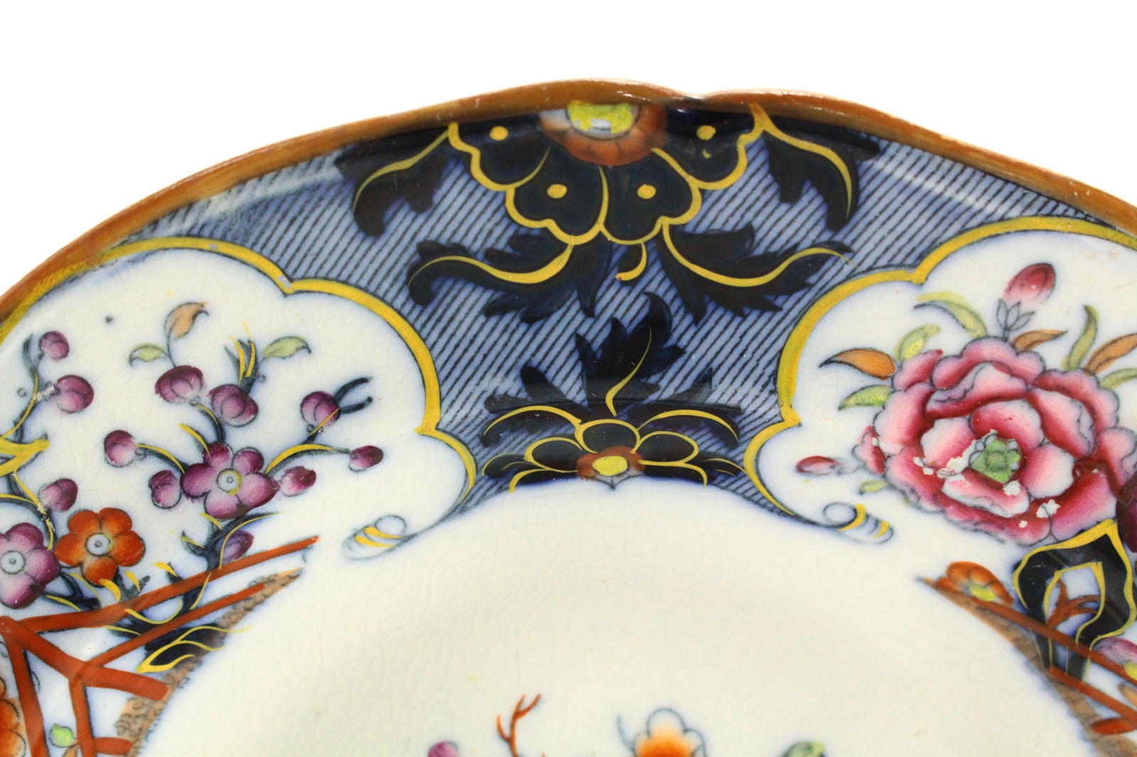 1860-1870 e.j. Ridgway Siva Pattern Hand Tinted Transfer B & W Plate - 3