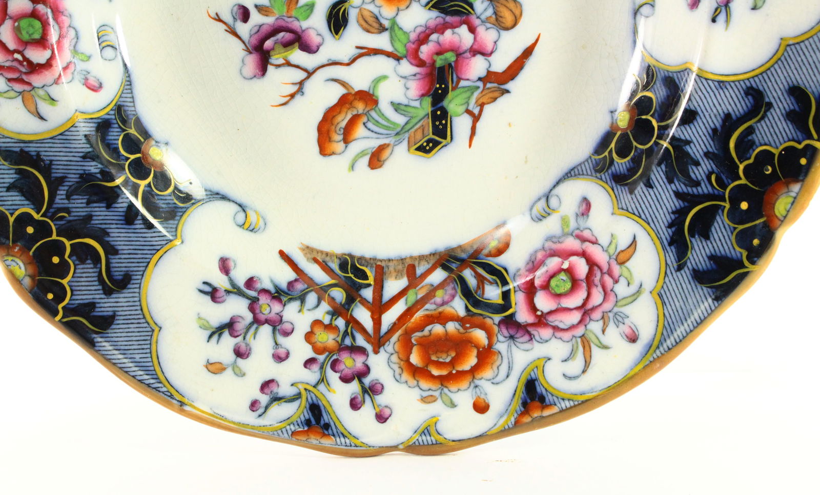 1860-1870 e.j. Ridgway Siva Pattern Hand Tinted Transfer B & W Plate - 6