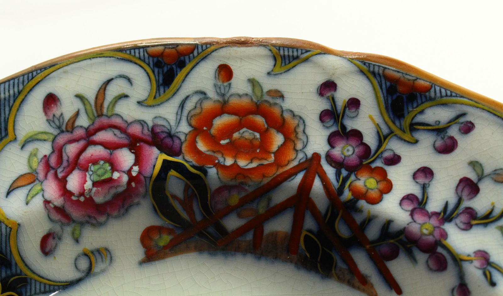 1860-1870 e.j. Ridgway Siva Pattern Hand Tinted Transfer B & W Plate - 8