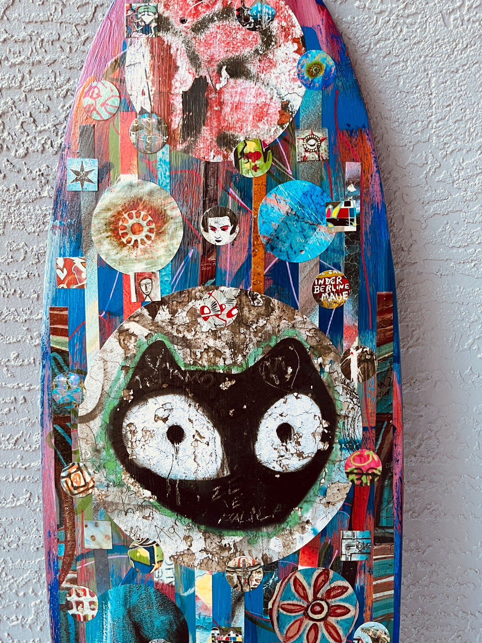 Skateboard Art Collage One of a Kind Signed Artwork Berlin Wall Graffiti - 3