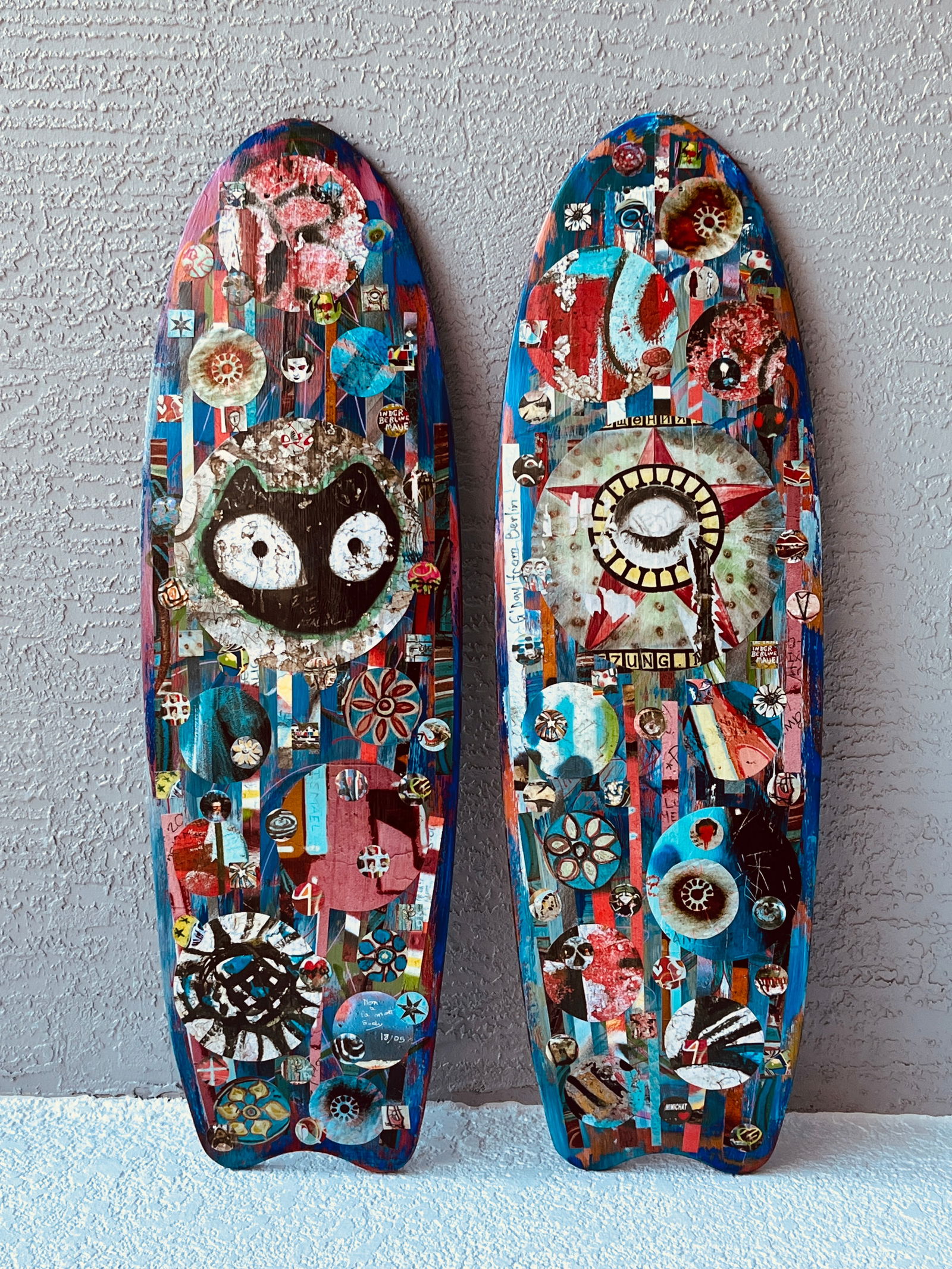 Skateboard Art Collage One of a Kind Signed Artwork Berlin Wall Graffiti - 8