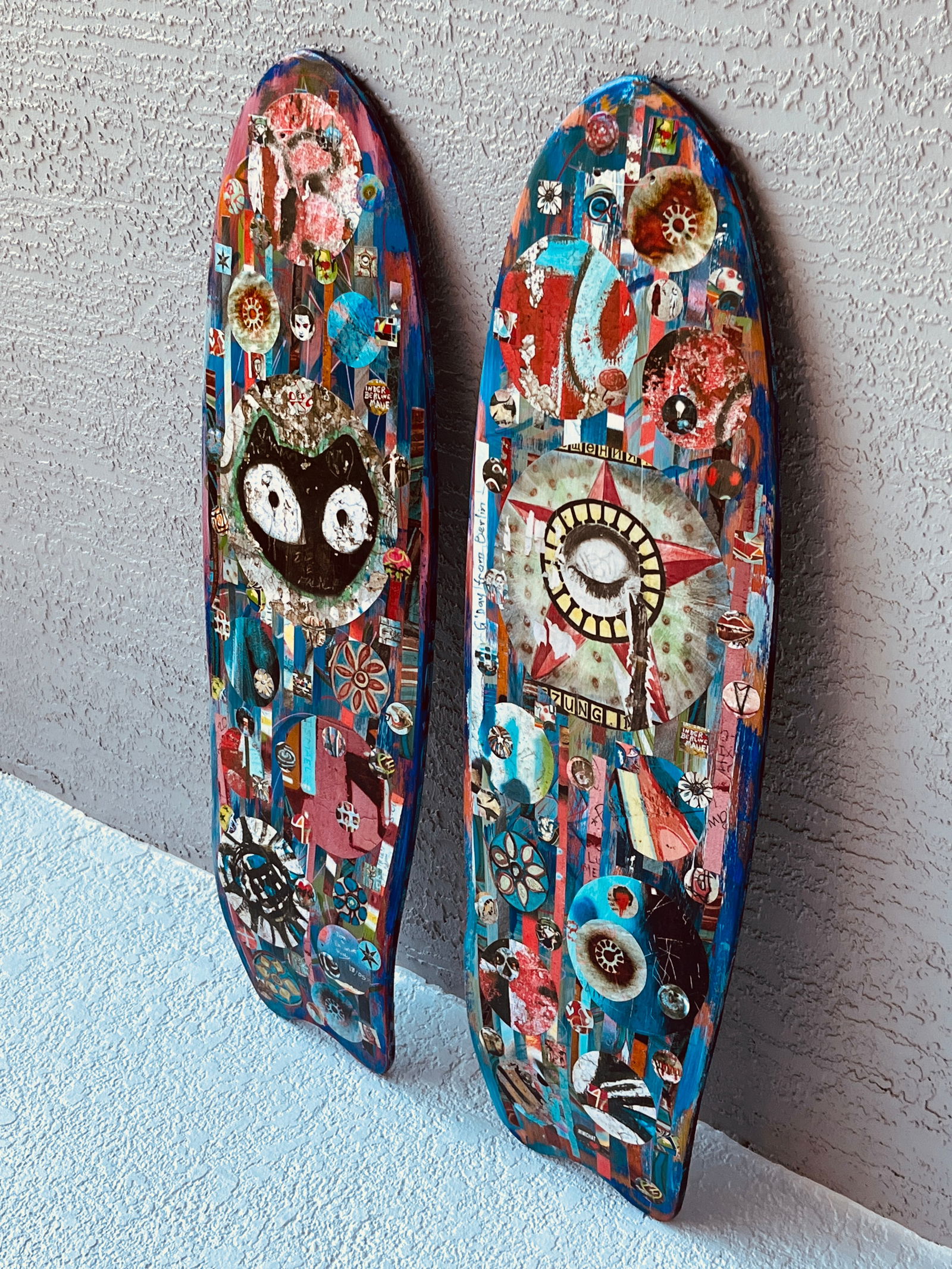 Skateboard Art Collage One of a Kind Signed Artwork Berlin Wall Graffiti - 9