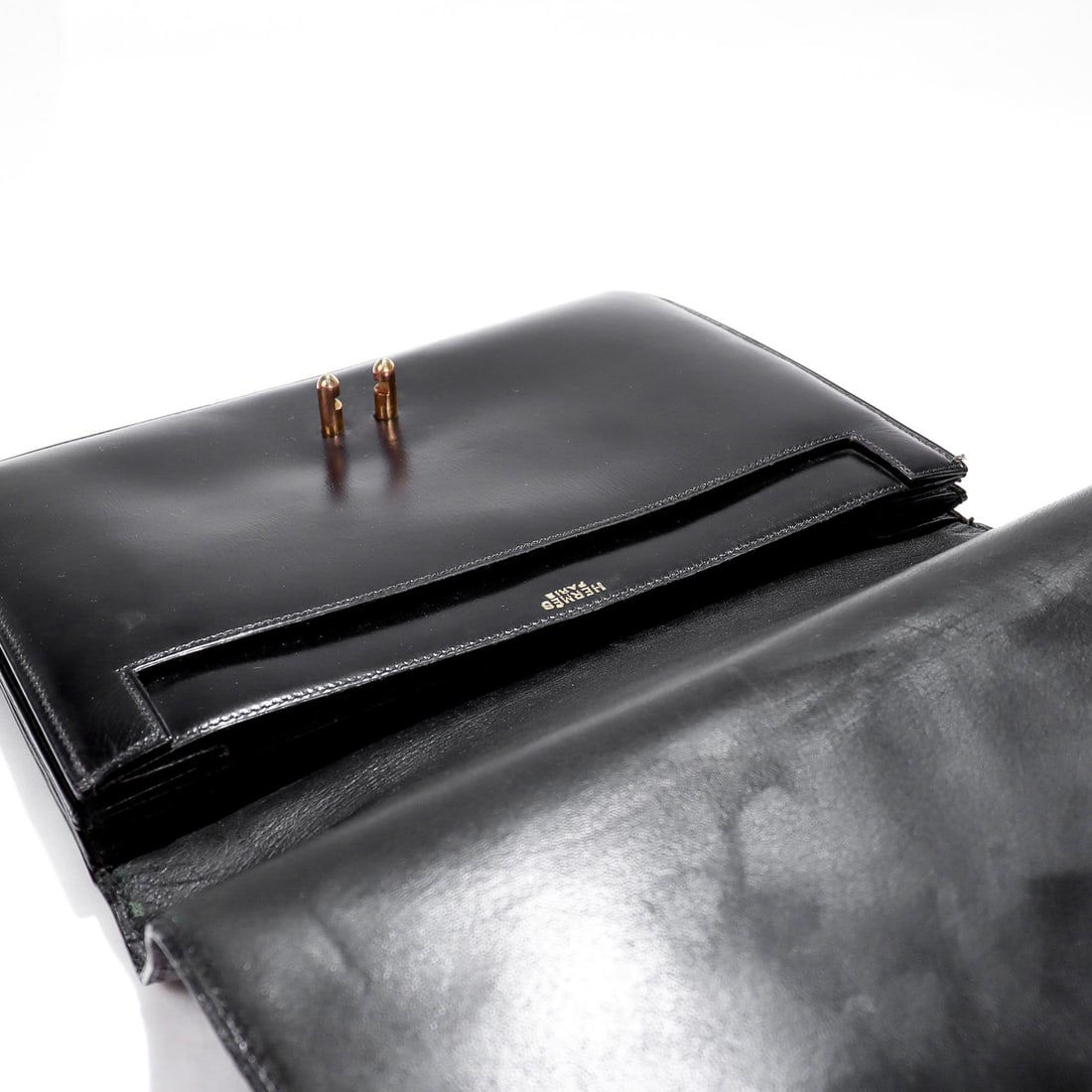 Vintage 1950s Hermes "Sac G8" Handbag in Black Box Leather - 10