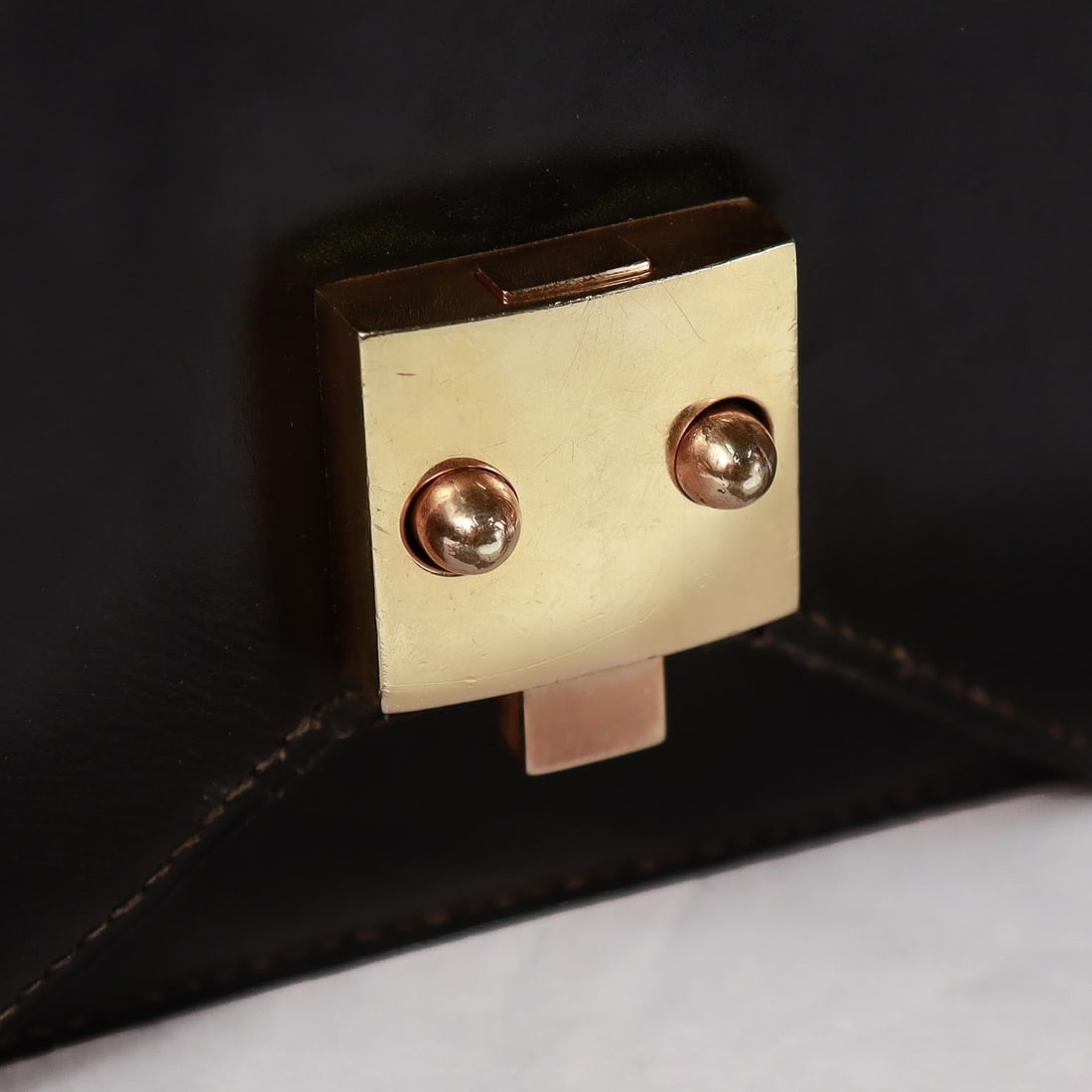 Vintage 1950s Hermes "Sac G8" Handbag in Black Box Leather - 8