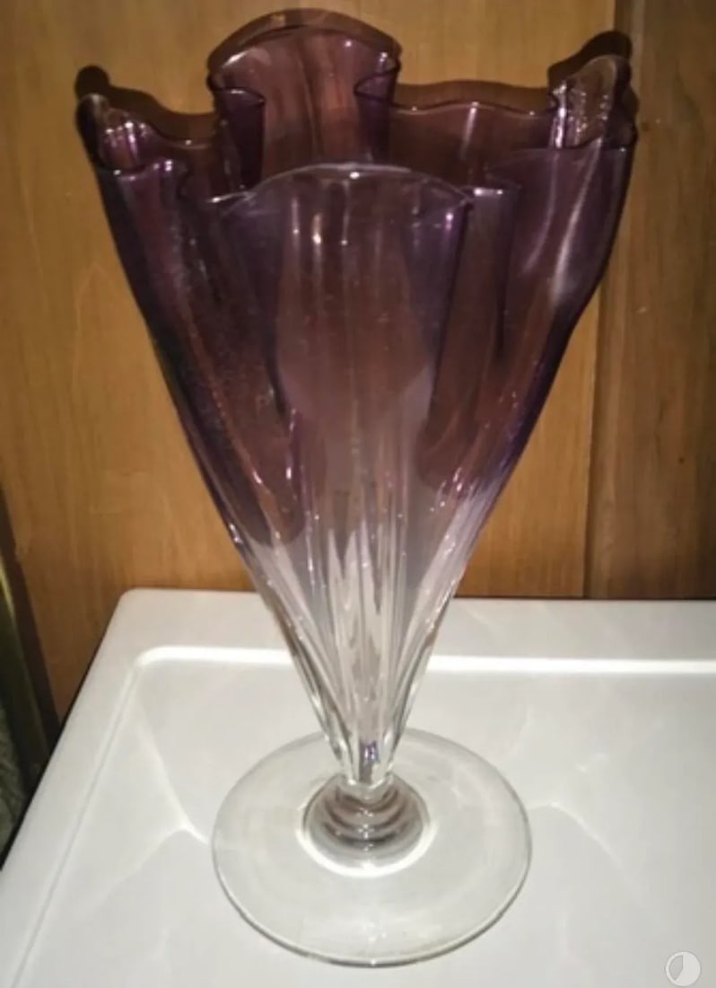 Antique Steuben Purple to Clear Art Glass Vase Grotesque - 2