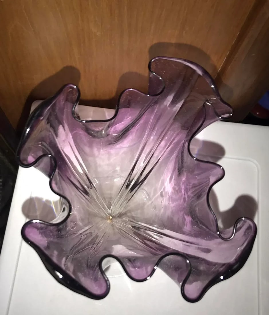 Antique Steuben Purple to Clear Art Glass Vase Grotesque - 7