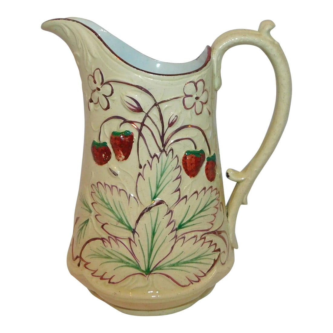 1920s Majolica Strawberry Pitcher (1 of 7)