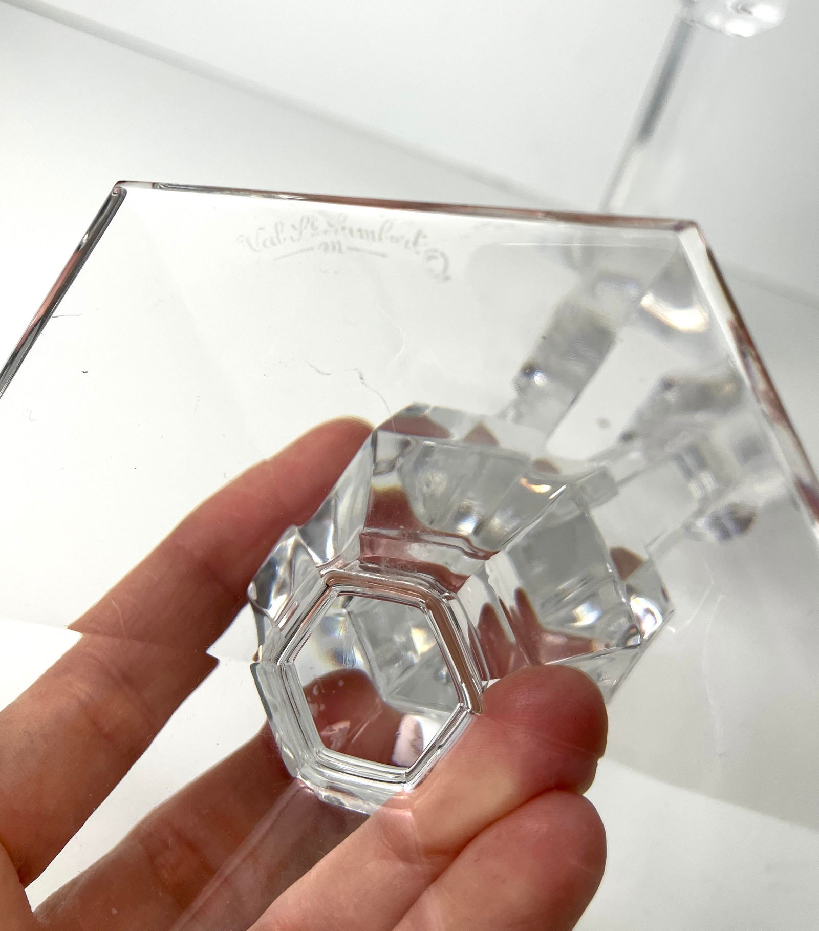 Val Saint Lambert Gardenia Single Light Candlesticks a Pair - 5