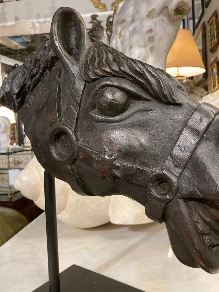 19th Century American Carved Wood Horse Head - 3