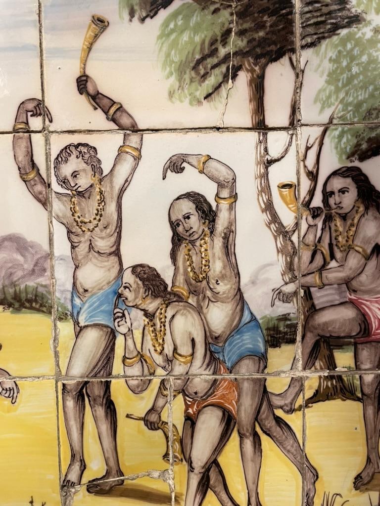 18th/19th Century Portuguese Tile Painting of Native Americans - 10